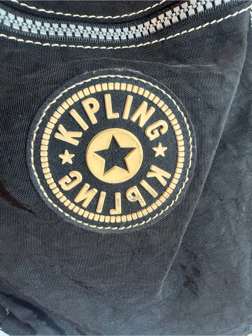 Kipling Black Backpack with Front Flap and Logo Patch